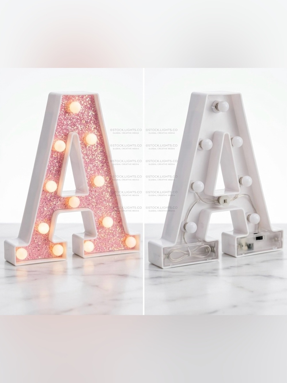 Pink Glitter LED Marquee Letter "A" - Light Up Wall Decor